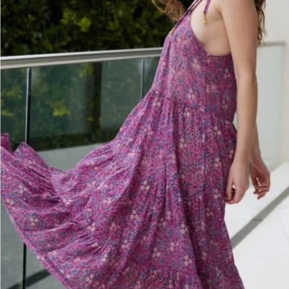 New with tags Designer Floral Purple Maxi Dress - Picture 3 of 4